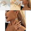 Womens Long Colorful Irregular Natural Stone Earrings Chic Electroplated Geometric