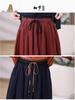 2025 Retro Graphite Wash Ramie Midi Skirt with Full Cotton Lining - Double Layer Flowy Slimming Long Skirt for Women