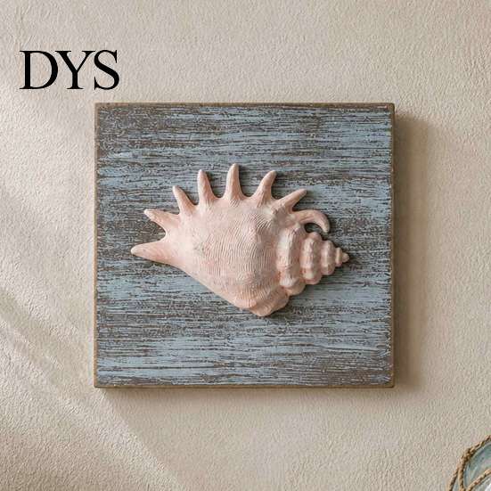 Coastal Wall Decor 3D Conch/Starfish/Shell Wooden Art, Distressed Style Decoration, Mediterranean Ocean Inspired for Bedroom Living Room or