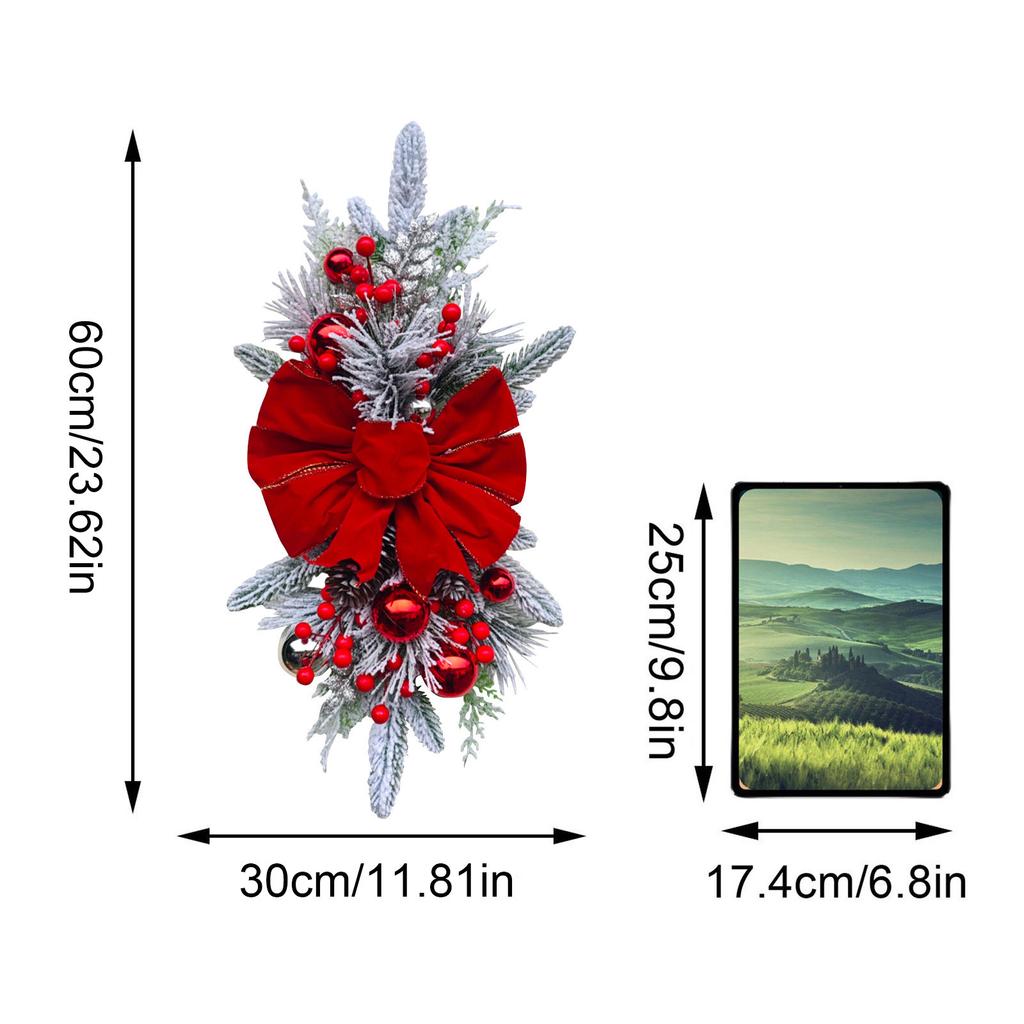 Stair Trophy Decorations Christmas Trophy Wreath For Front Door, Holiday Wall Window Hangings For Indoor And Outdoor Christmas Decorations (red)