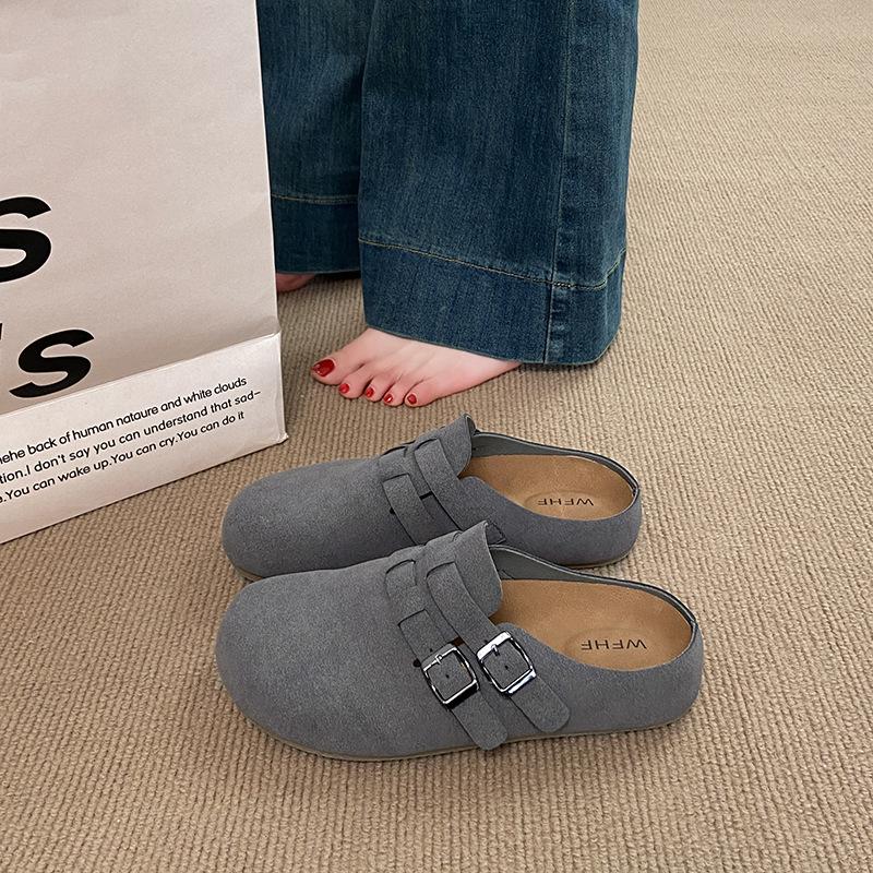 

Four Seasons Versatile Retro Women s Outer Wear Inner Height Increase Baotou Half Drag One Pedal Casual Maternity Cool Slippers 35 серый