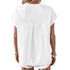 T-shirt da donna estiva 2026 nuova, elegante, casual, con bottoni finti, tinta unita, scollo a V