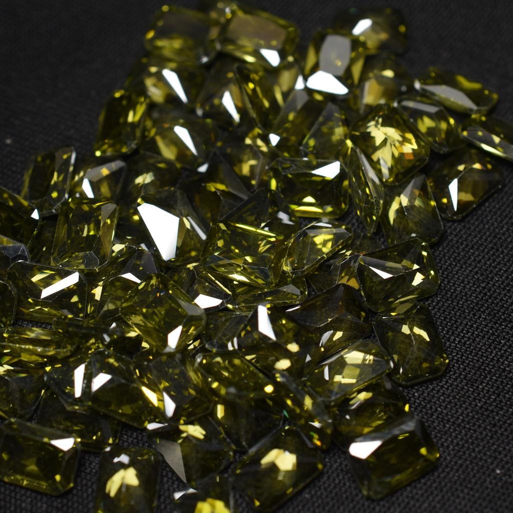 Green Sapphire CERTIFIED 15 Pcs Natural Emerald Cut Loose Gemstone 7x5 MM Lot S-5469546