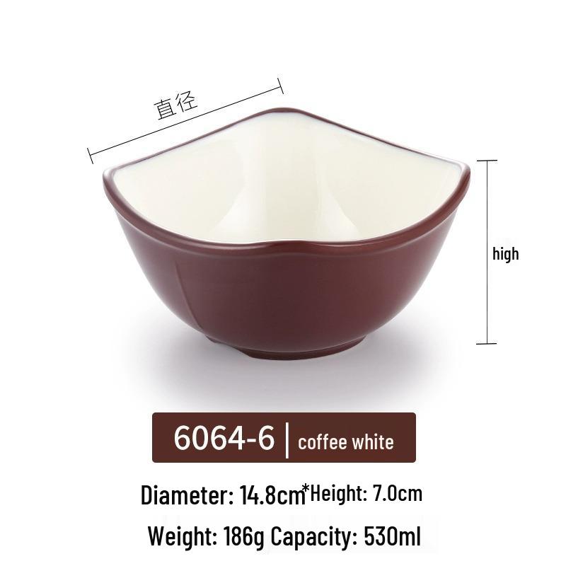 Melamine Imitation Porcelain Square Bowl – Plastic Soup, Dessert, BBQ, Bibimbap, Small Dish for Fast Food.