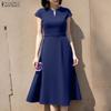 Lässiges Sommerkleid mit Rundhalsausschnitt und kurzen Ärmeln für Damen