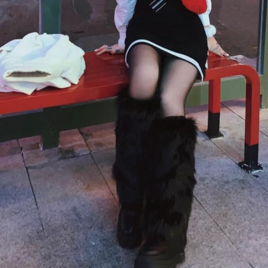 Faux Fur Fuzzy Leg Warmer for Women Girls Soft Plush