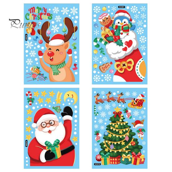 Festligt julfönster klamrar sig fast i rikt Xmas Element Skapa atmosfär Söt vintersemester fönsterdekaler