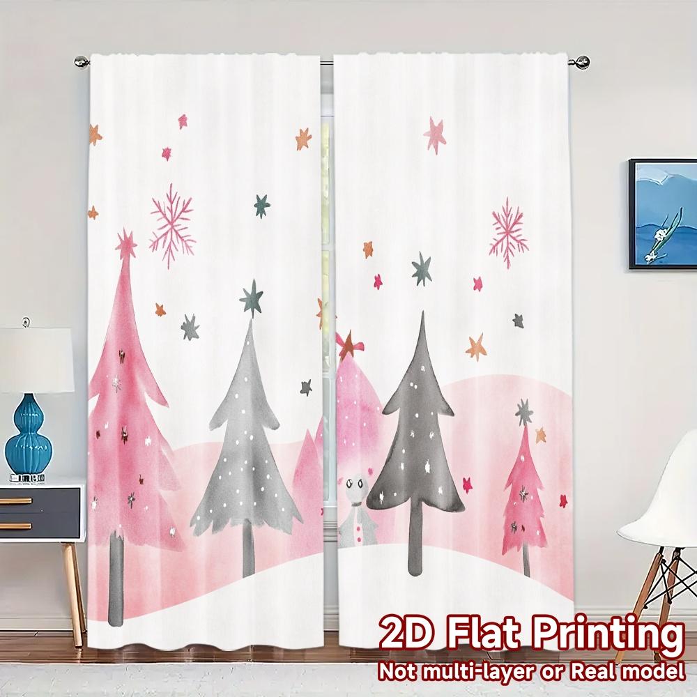 

2pcs,Curtains Christmas Trees Stars Festive Cute (2) Popular Minimalist Curtains Semi-Sheer Curtains All Seasons Ldeal for 52.50×116.00 CM 2pcs