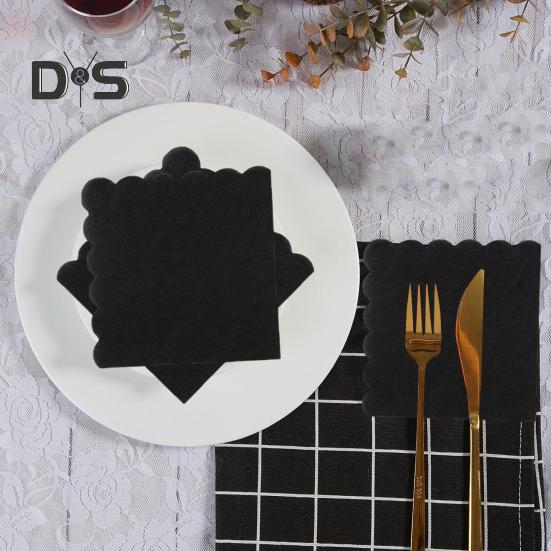 100 Ark 25CM Vågig Cocktailservett 2 Lager Tjock Fyrkantig Engångs Babyshower Bröllop Födelsedagsfest Dessert Dryck Middag Pappersservett