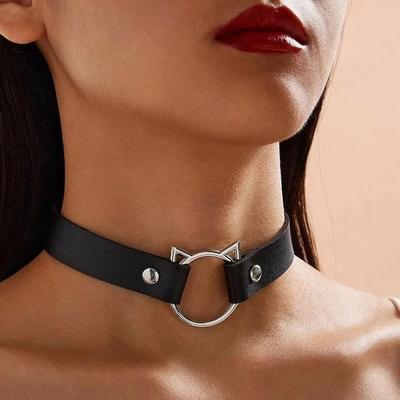 PU-Leder Punk Choker Halskette - Modisches Harajuku Schlüsselbein Accessoire