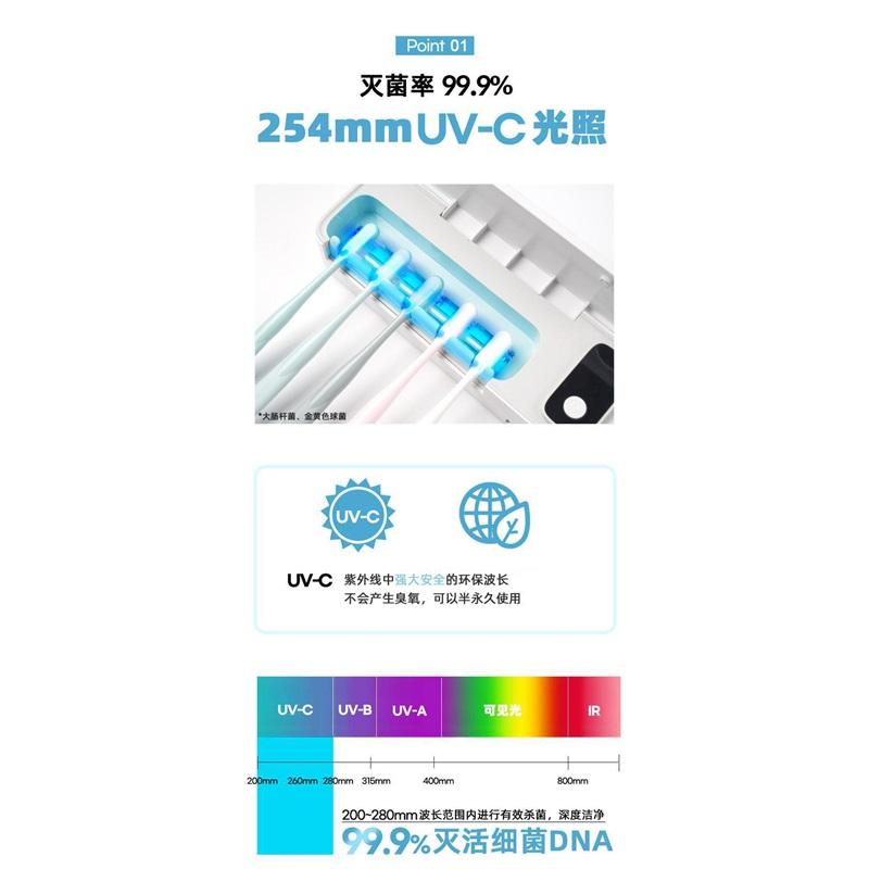 Toothbrush disinfection rack, UV disinfection box, automatic air drying, charging, mobile bathroom storage rack, wall hanging, no punching