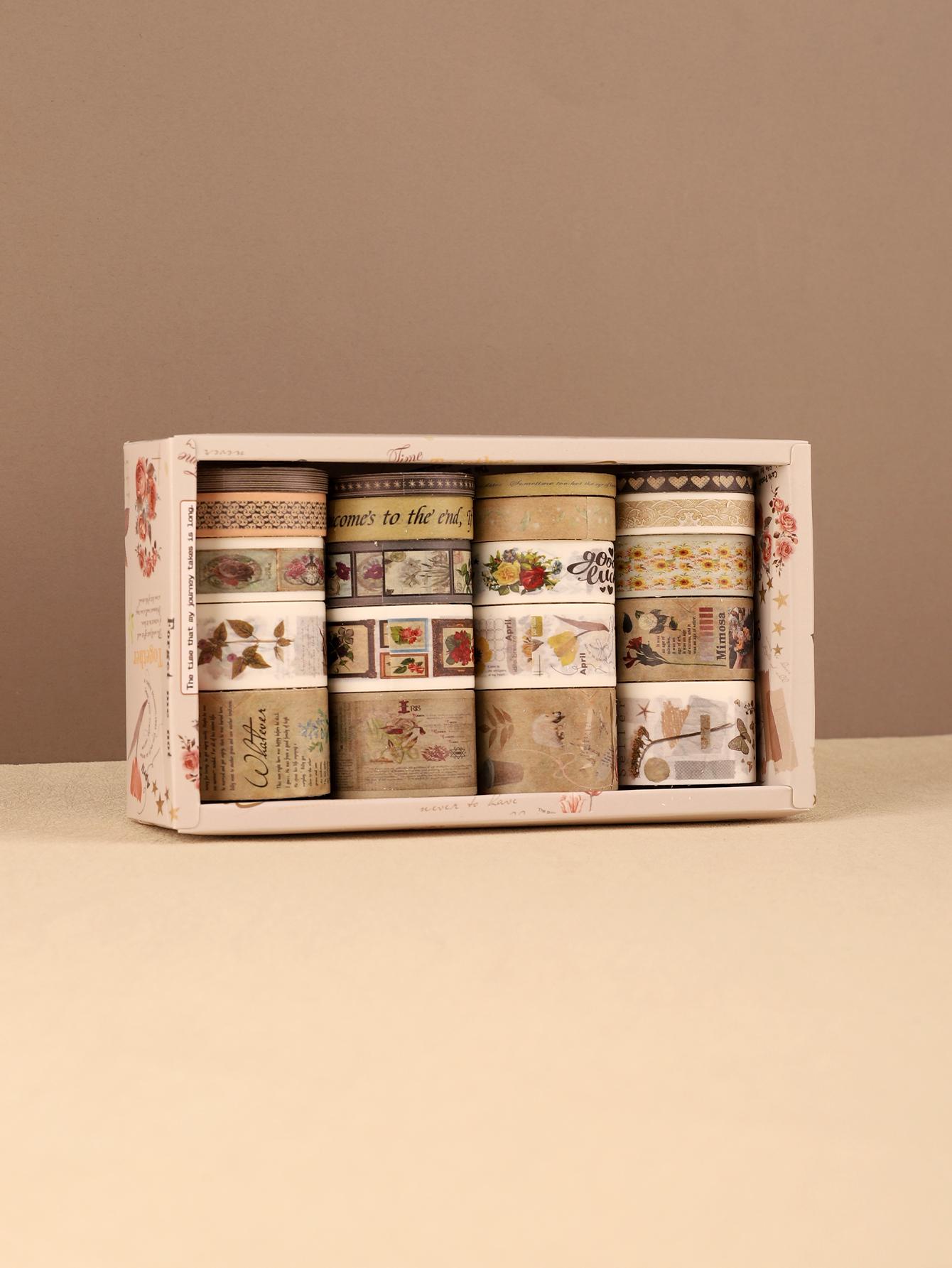 

20rolls/box Aesthetic Vintage plants washi tape scrapbook supplies journaling supplies Masking Tape School Supplies washi tape