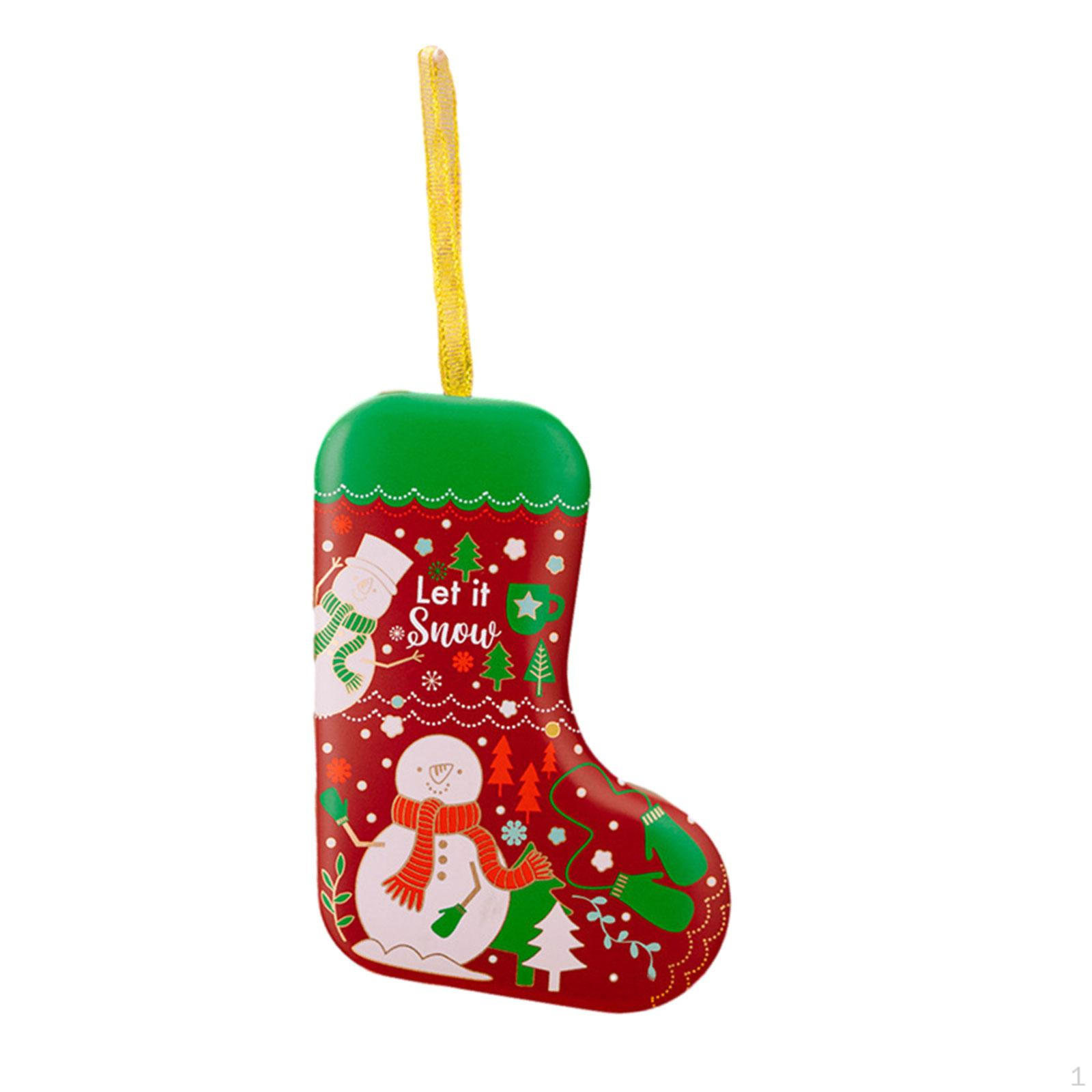 

Рождественская жестяная коробка с печеньем, подарочные чулки, рождественское угощение для вечеринки с елкой Snowman