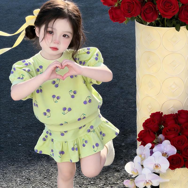 Infant Girl Summer Two-Piece Set: Cute Short Sleeve Top & Skirt