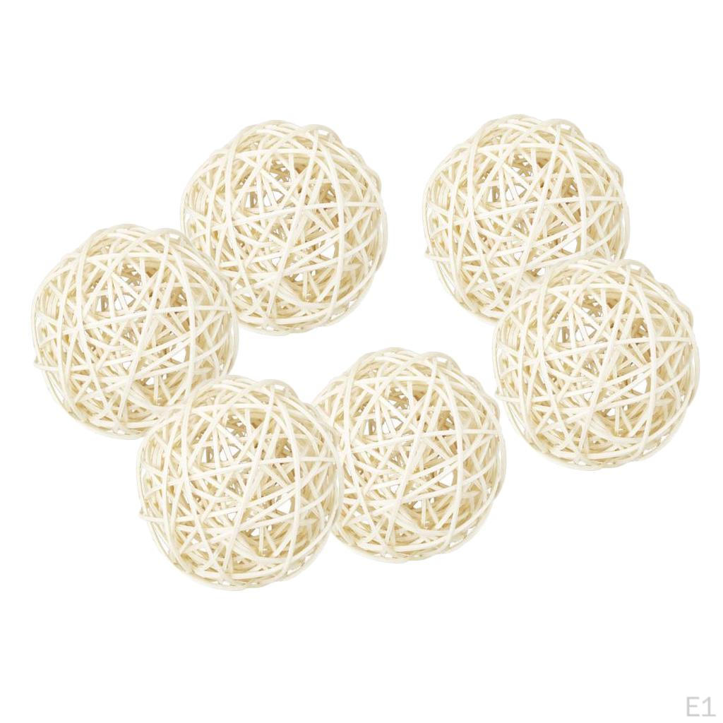 6 Pcs Rattan Cane Wicker Balls Nursery Ornaments