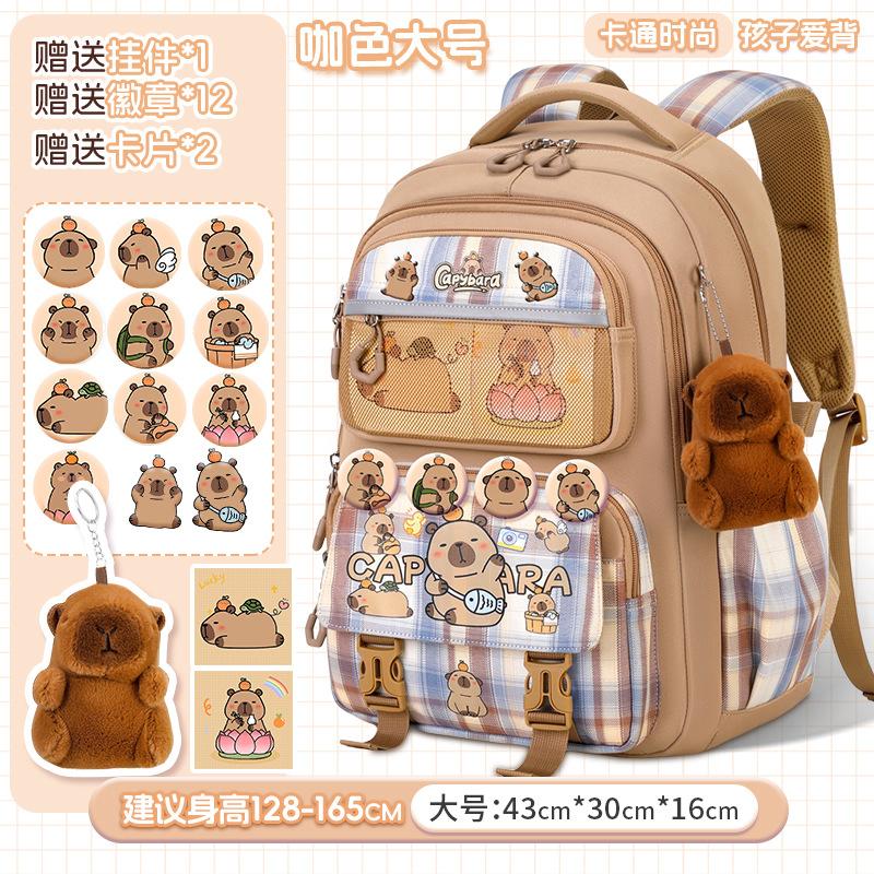 Cartoon multi-compartment schoolbag, female student-level large-capacity backpack, cute new girls' back