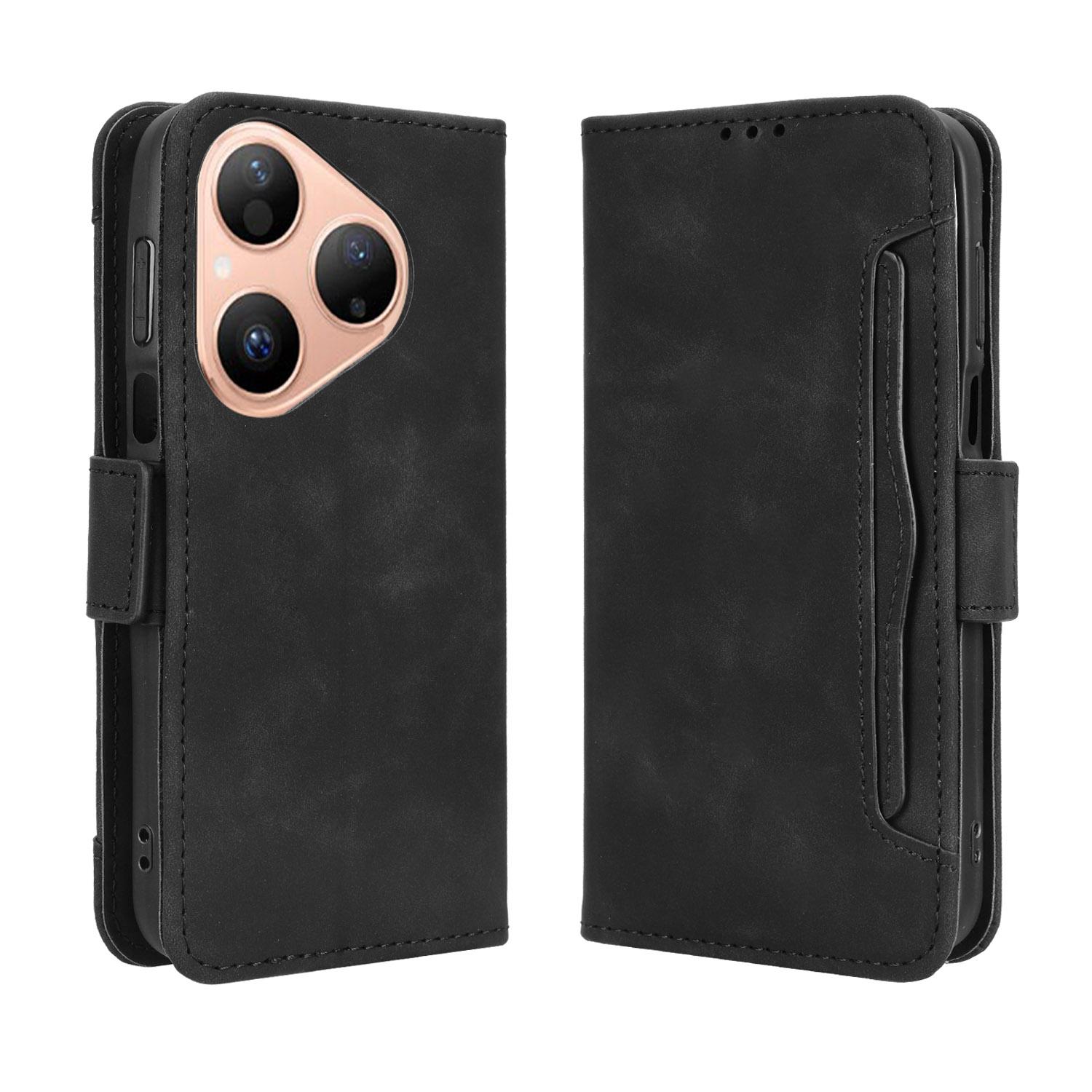 

For Huawei Pura 80 Leather Case Phone Wallet Cover with Multiple Card Slots Black