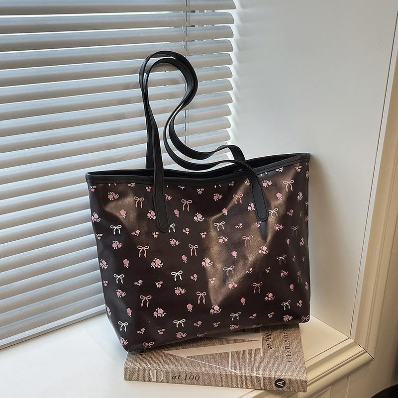 

Милая и нежная сумка-тоут с принтом, женская, большой вместимости, новая, литературная, портативная, женская сумка, для поездок на работу, для учебы, на плечо