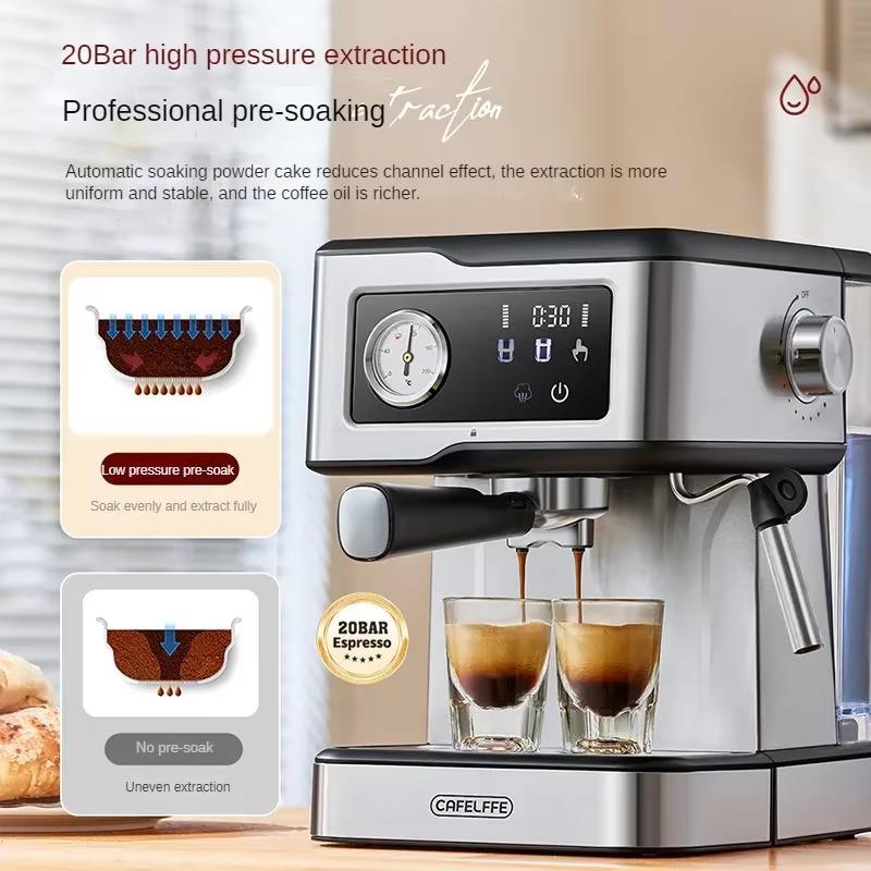Coffee Machine MK-901 20Bar, Cappuccino Machine with Milk Cream Steam Stick, Semi-automatic Self-service Restaurant Gift