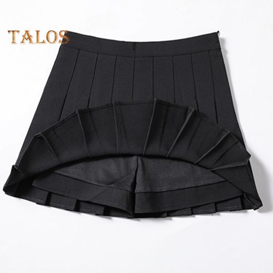 Damen-Minirock, elastischer A-Linien-Rock mit hoher Taille und Shorts-Futter, einfarbig, kurzer Rock, vielseitiger Styling-Rock