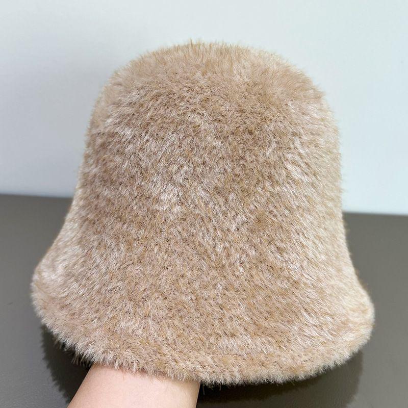 Plush Fisherman's Hat Children Autumn and Winter Warm Knitted Bucket Hat Fashion Windproof Basin Hat