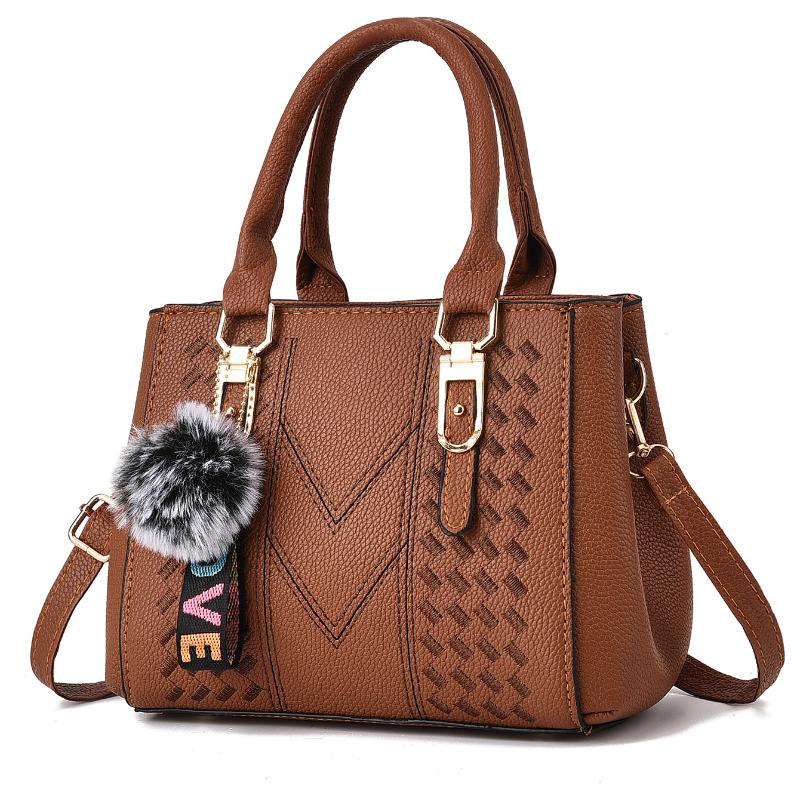 8 Colors Portable Women's Bag Fashion Embroidered Thread Large-capacity Women's Bag Shoulder Bag Hair Ball Pendant Portable Small Bag