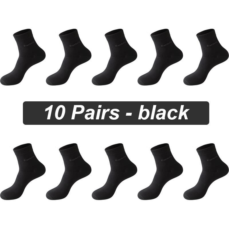 10Pairs/lot Men Bamboo Fiber Socks Casual Black White Business Anti-Bacterial Breatheable Male Sock High Quality Size 38-45