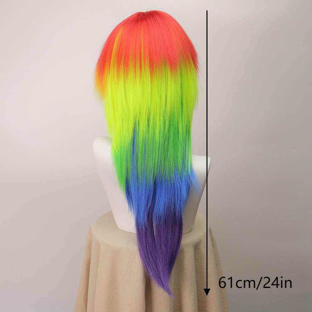 Anime Synthetic Hair Women's Cosplay Rainbow Dash Multi Color Heat Resistant Party Wigs for Women Costume Halloween