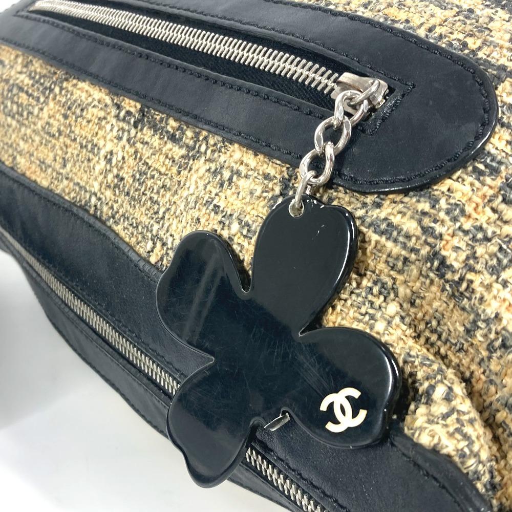 CHANEL Camellia CC CC Mark bag Shoulder Bag Canvas/Leather Black/BeigeBased