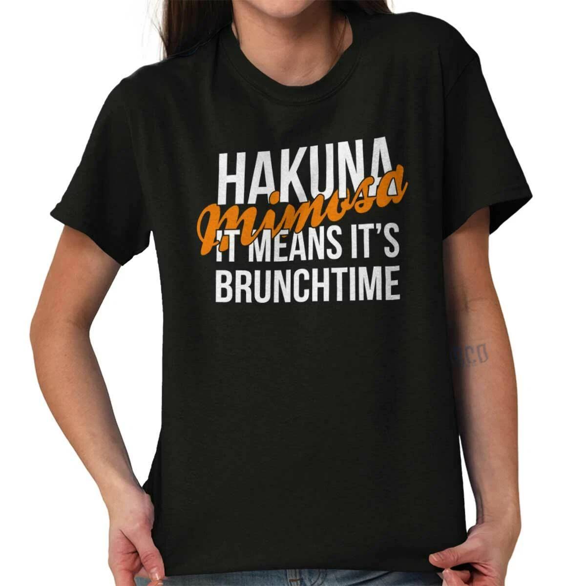 Funny Hakuna Mimosa Means Its Brunchtime Womens Graphic Crewneck T Shirt Tee XXL