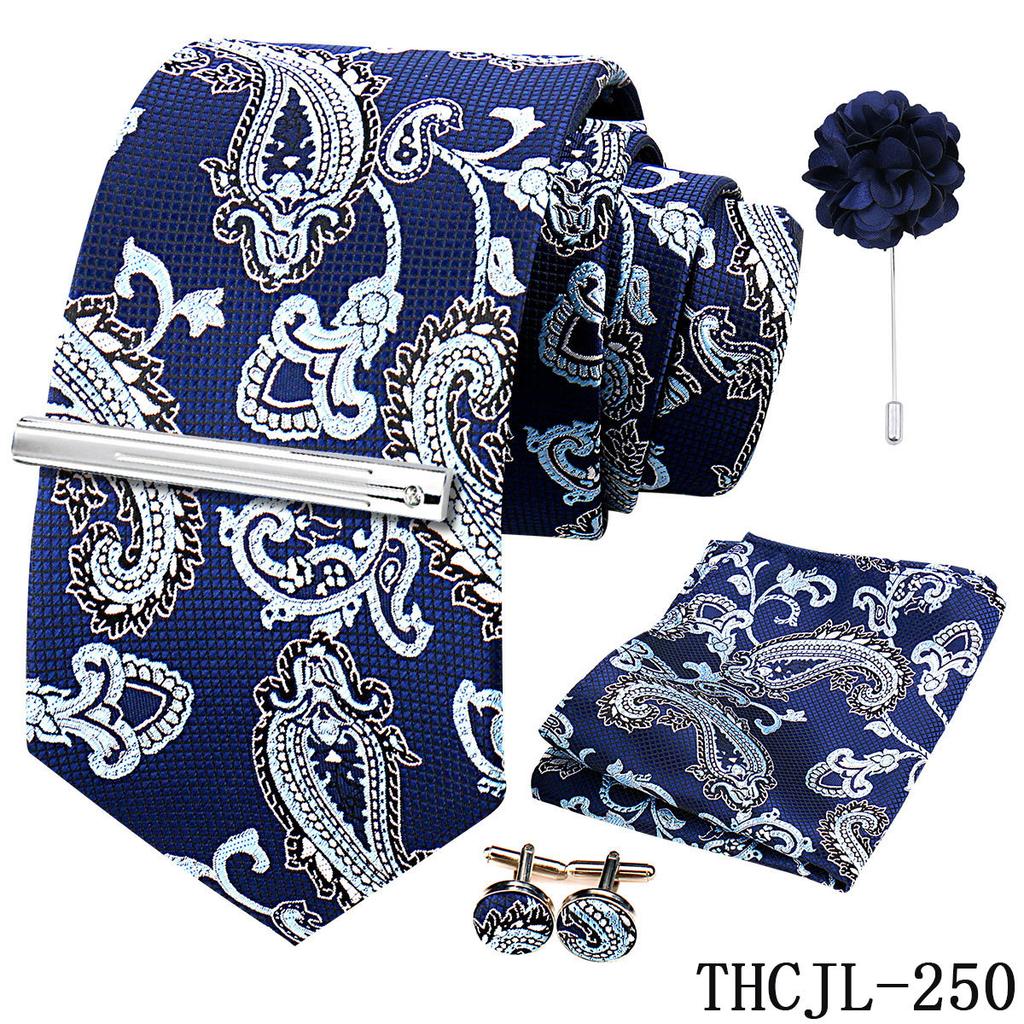 Men'S Business Dress Tie 5-Piece Groom Best Man Dress Accessories Gaowei Dense Jacquard Tie Worker