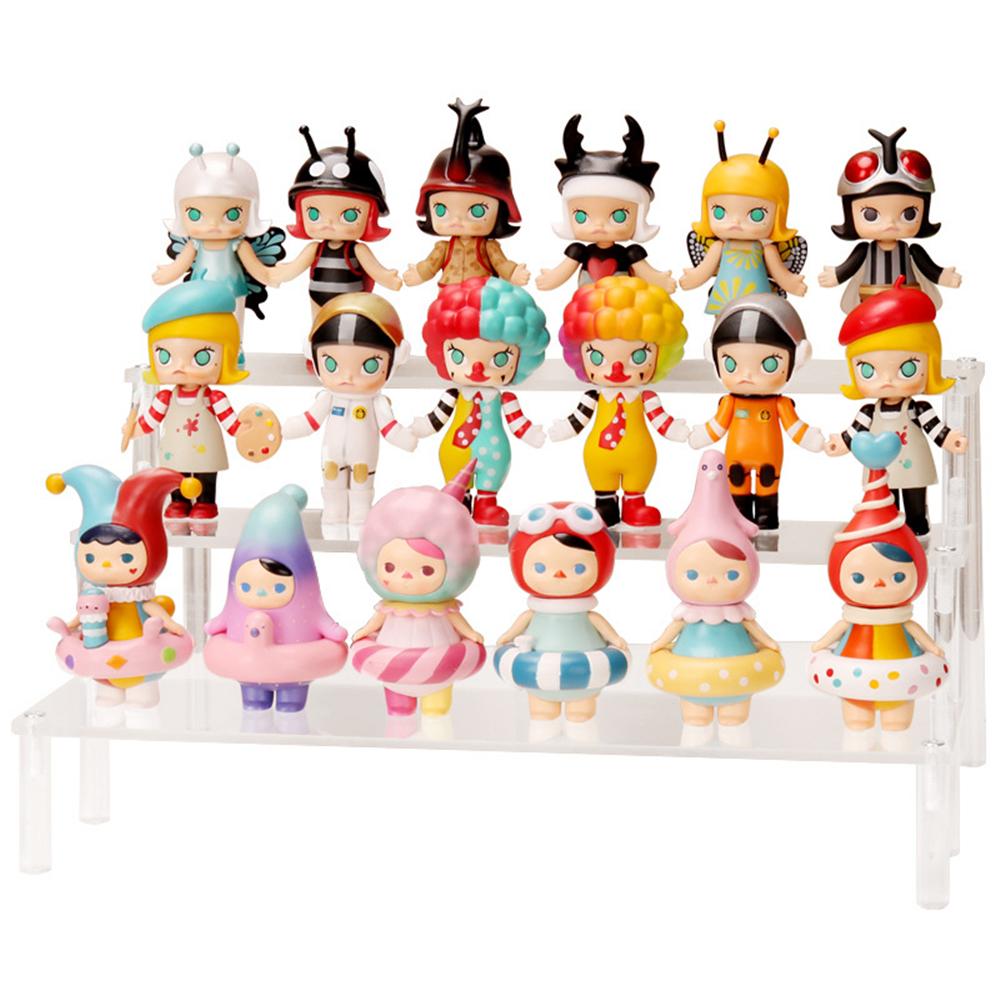 Acrylic Clear Display Risers Stand Perfume Organizer 1-4 Tier Doll Cupcake Rack Pop Figures Transparent Blind Box Storage Shelf