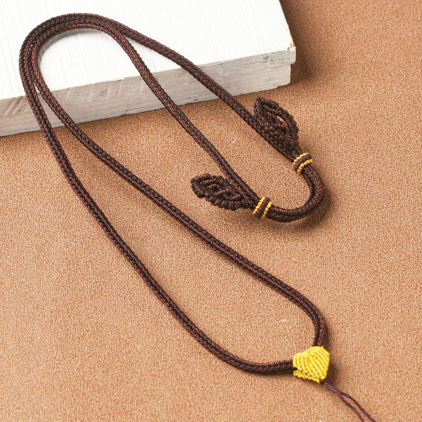 Ручной работы восьмипрядный плетеный шнурок с подвеской в виде листа No Specification