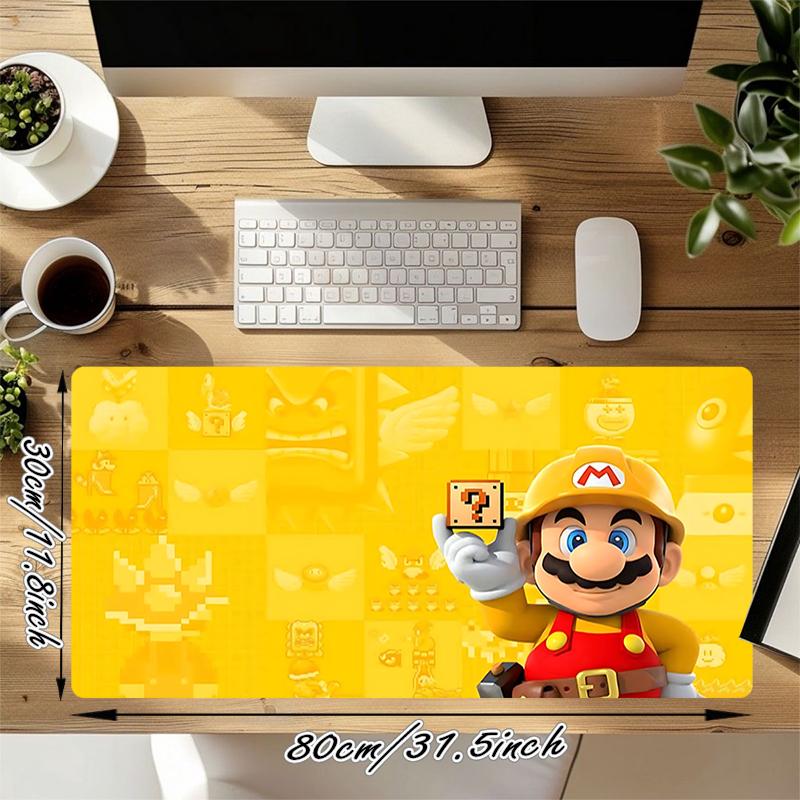 1Pc Mario'S Golden Adventure Gaming Mouse Pad Keyboard Desk Mat Non-slip Rubber Lock Edge Waterproof Computer Mousepad for Office Home Decor S1108