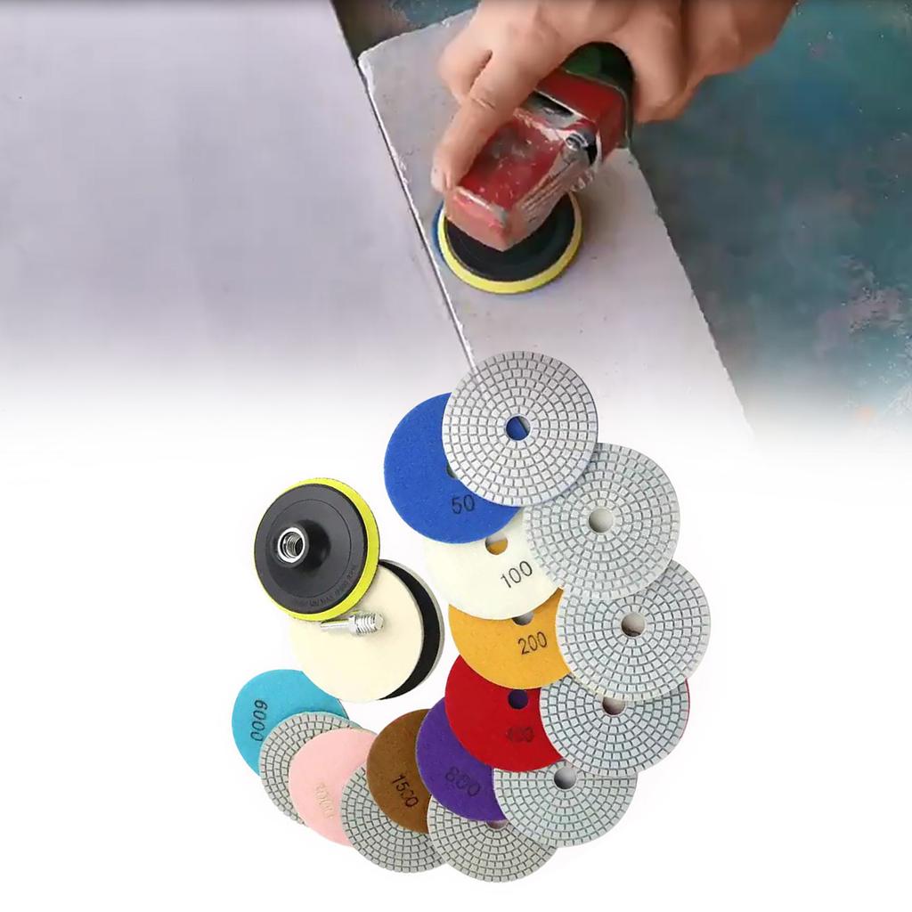 12Pcs Diamond Polishing Disc Diamond Polishing Pad Grinding Pad With Backing Plate Grinding Disc For Tiles Marble Granit