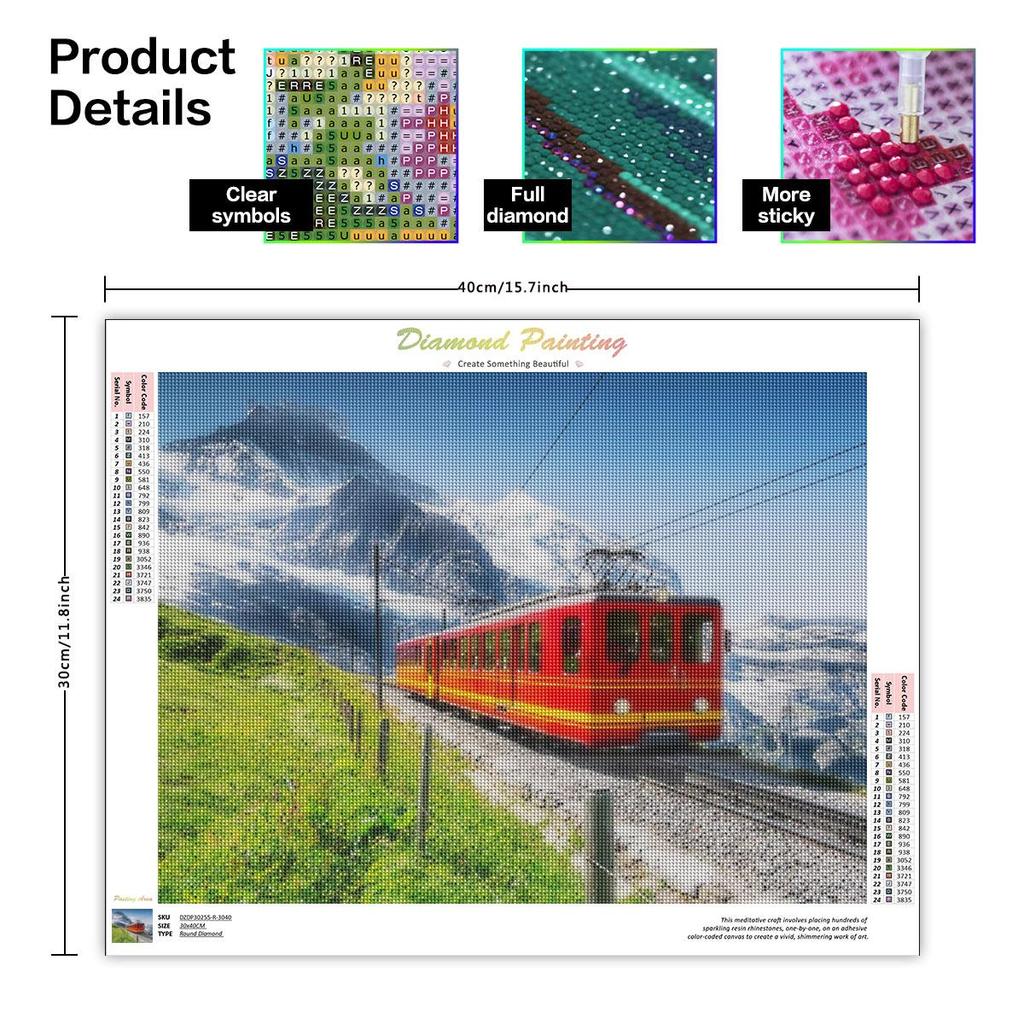Diamantová malba Krajina Vláček Kamínky Diamantové vyšívání Prodej Mozaika Křížkový steh na zeď 30x40cm/12x16inch
