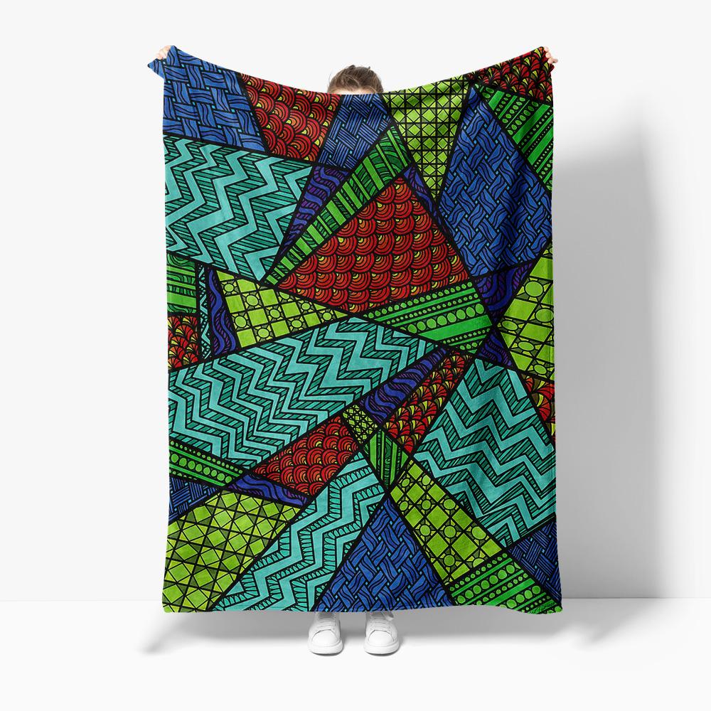 Colorful Abstract Geometric Pattern Blanket Sofa Bed Throw for Kids Teens Adults Decorative Throw Blanket 75x100cm