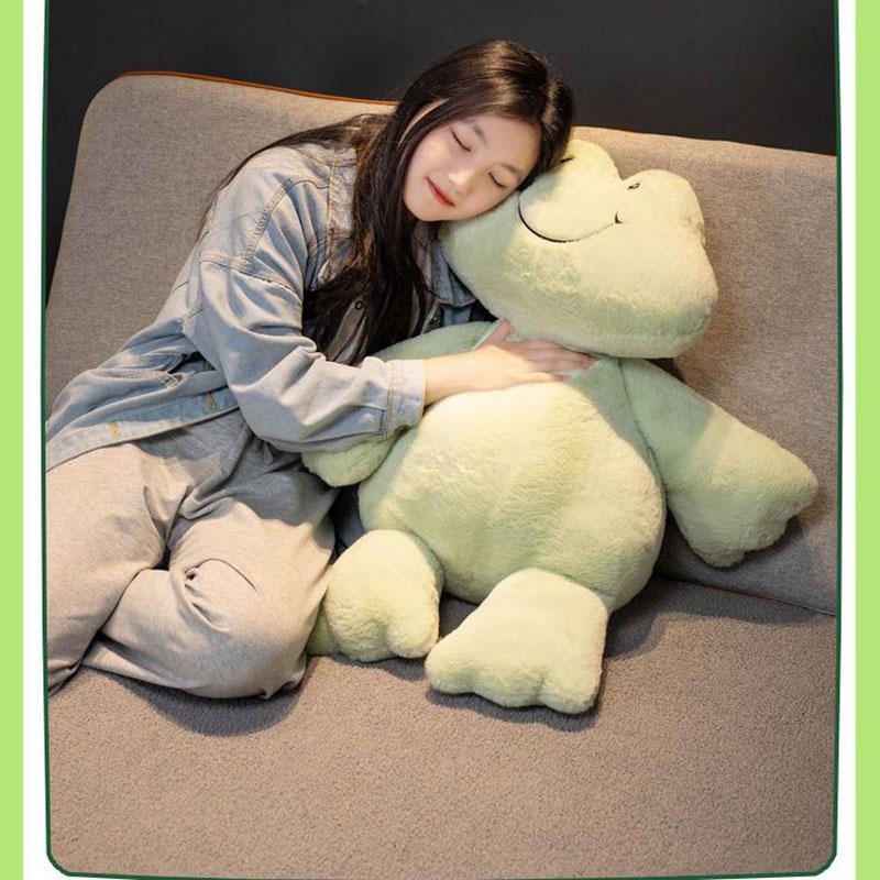 Cute Smiling Frog Plush Toy Soft Fluffy Stuffed Animal Doll Kid Comfort Toy Available Birthday Gift Home Sofa Bedroom Decoration