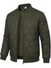 Men Solid Color Stand Collar Thickened Warm Quilted Bomber Jacket Casual Outerwear