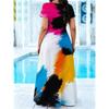 Plus Size - A Chic and Versatile Long Dress Featuring an Elegant Abstract Brushstroke Design.