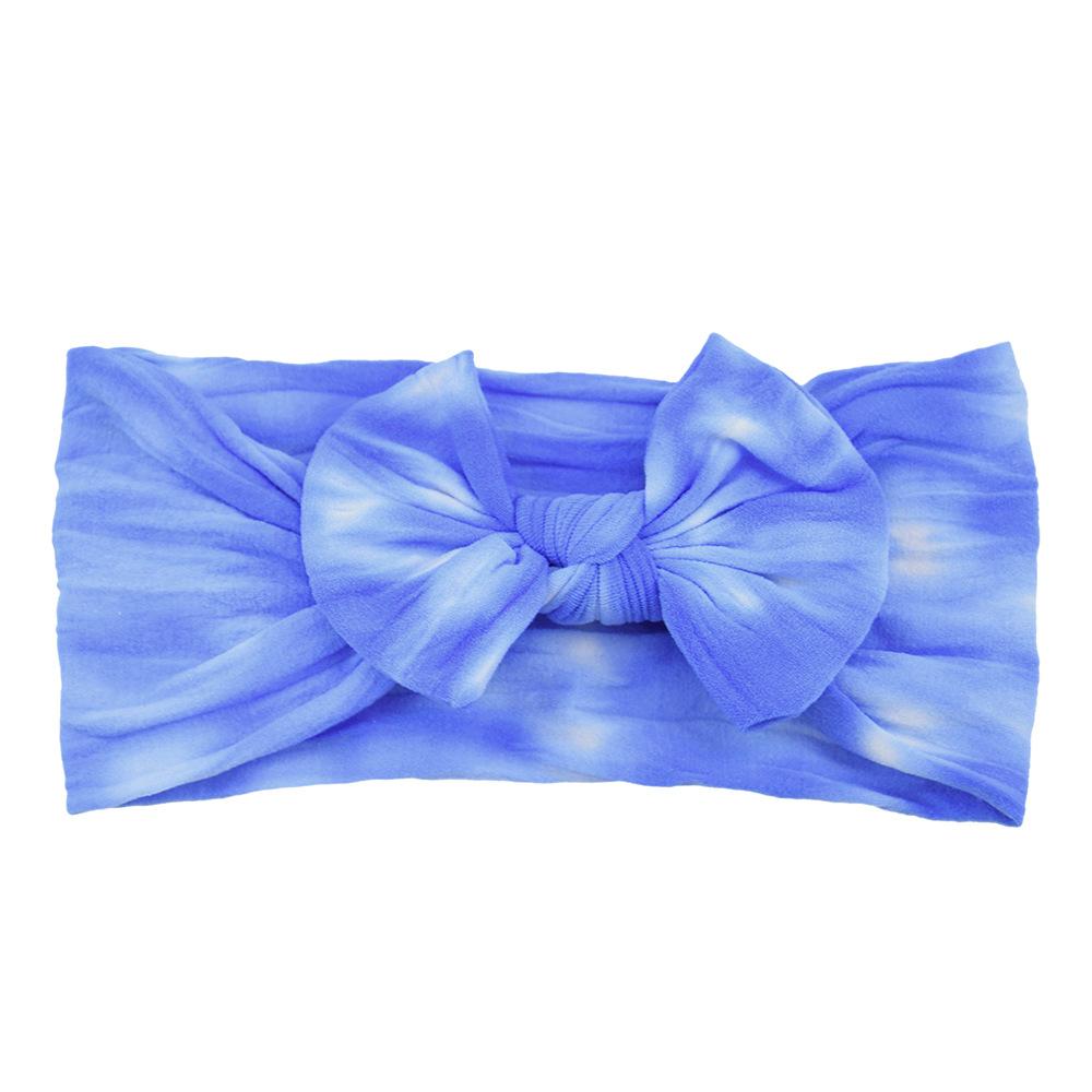 Baby Hair Accessories Tie-Dye Nylon Bow Children'S Headband Super Soft Wide Headband Baby Stockings Headband