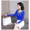 Elegant Lace Long Sleeve Top Women Spring Autumn Slim Fit Sheer Mesh Blouse Fashion Inner Wear