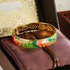 Peach Blossom Bracelet with Painted Lacquer, Enamel Colored Flowers, Light Luxury, High Grade