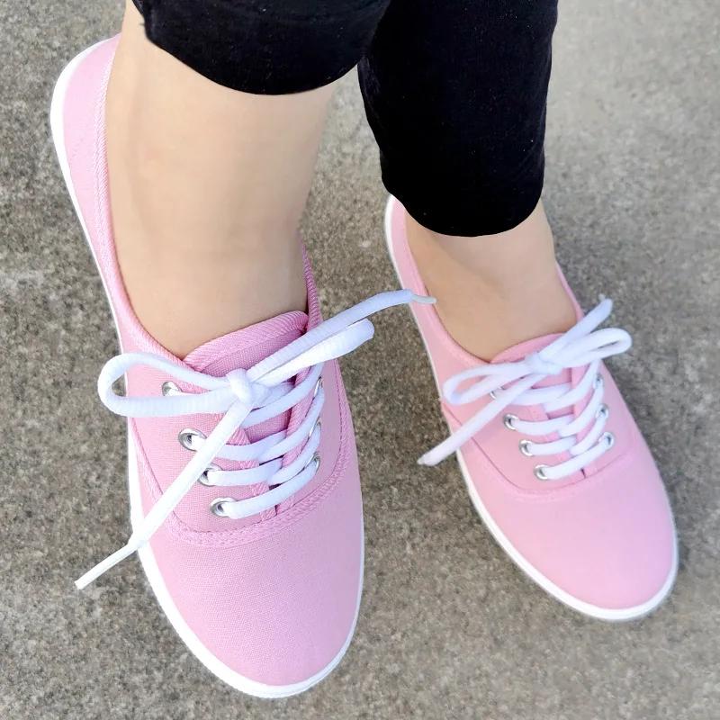 Fashion Couple Canvas Shoes Simple Style Sneaker Outdoor Light Walking Shoes Lace-Up Flats Adolescents Student Casual Canvas Shoes Tenis