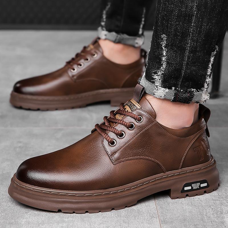 Leather Shoes Men's  New Spring Business Casual Shoes Men's British Style Soft-soled Tooling Shoes Casual Leather Shoes