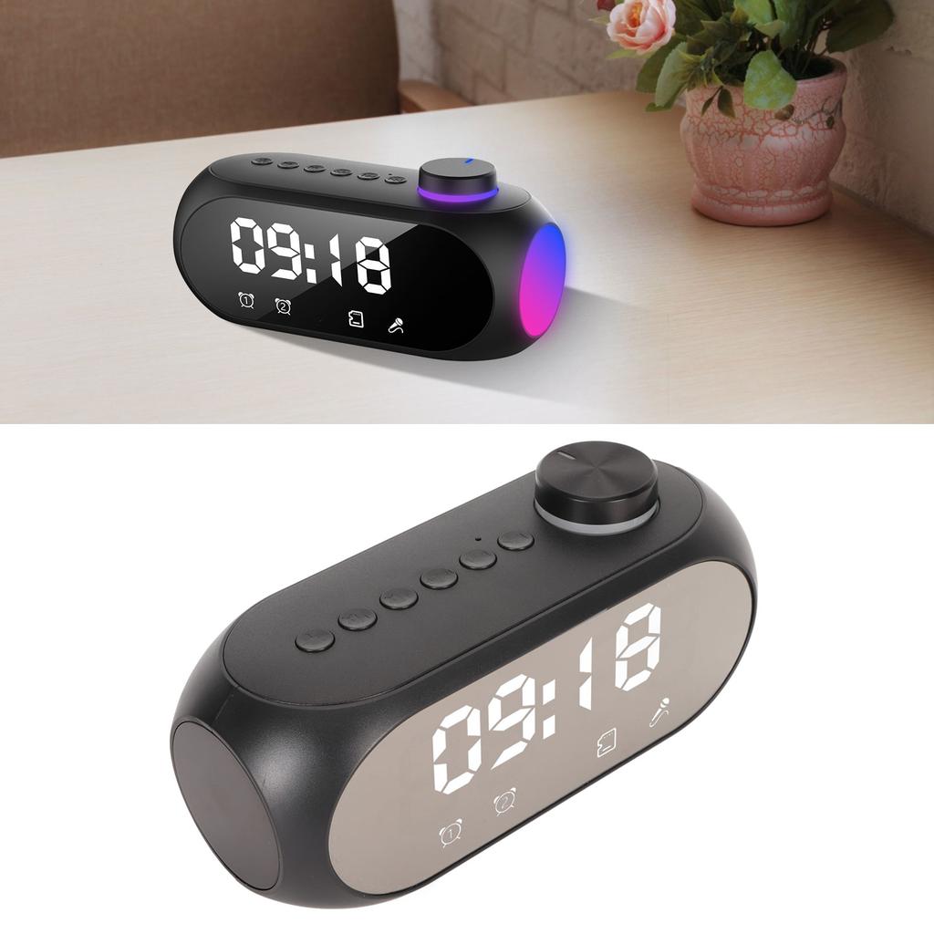 Wireless   Speaker RGB Lighting Strong Bass Temperature Display Voice Broadcast FM Radio Mirror Alarm Clock