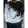 Fashionable Comfortable Breathable Loose Large Size Soft Top Minimalist 3d Round Neck Long Sleeve Versatile Men's T-shirt
