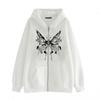 2022 Gothic Butterfly Zipper Sweater Autumn and Winter Fleece Oversize Hoodie