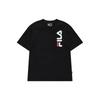 Fila Fusion Solid Color Letter Logo Print Round Neck Pullover Short Sleeve T-Shirt Unisex Tops Black T81U921109ABK