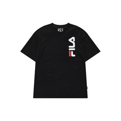 Fila Fusion Solid Color Letter Logo Print Round Neck Pullover Short Sleeve T-Shirt Unisex Tops Black T81U921109ABK